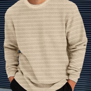 Men's Striped Beige Textured Sweatshirt